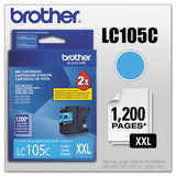 BROTHER  Innobella Super High-Yield Ink, 1,200 Page-Yield, Cyan - LC105C