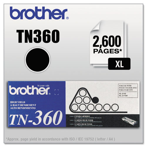 BROTHER  High-Yield Toner, 2,600 Page-Yield, Black - TN360