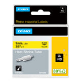 DYMO Rhino Industrial Heat-Shrink Cable Label Tubes | 9 mm x 1.5 m | Black on Yellow | for Rhino Label Makers - 18054