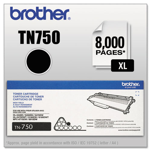 BROTHER  High-Yield Toner, 8,000 Page-Yield, Black - TN750