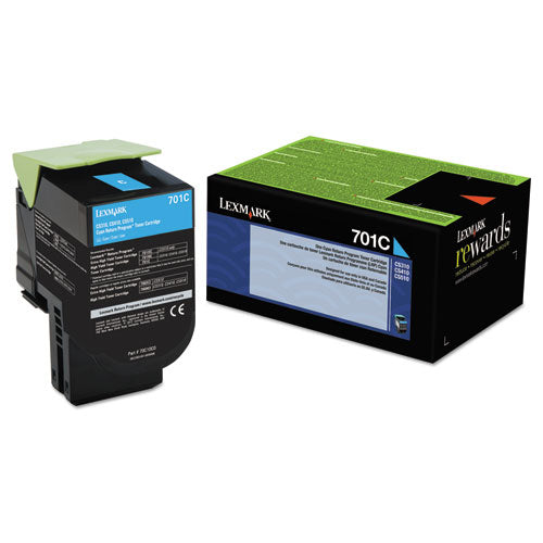 LEXMARK  Return Program Toner, 1,000 Page-Yield, Cyan - 70C10C0
