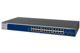 NETGEAR XS724EM Managed L2 10G Ethernet (100/1000/10000) 1U Grey, Blue - XS724EM-200NAS