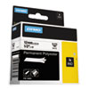 Rhino Permanent Poly Industrial Label Tape, 0.5" x 18 ft, White/Black Print - 18483