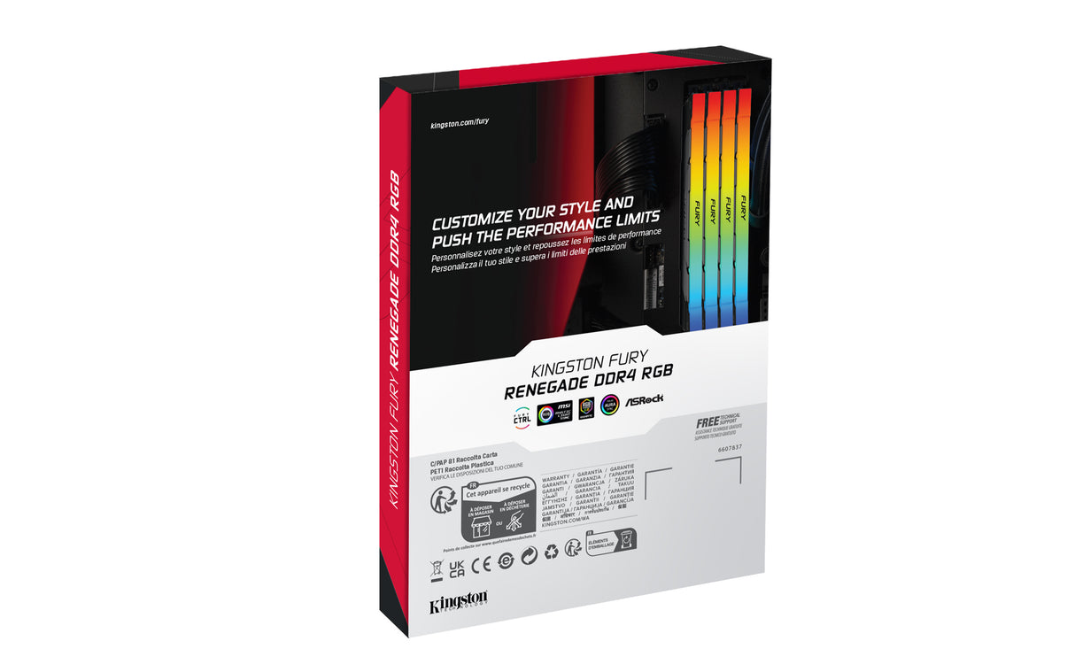 Kingston Technology FURY 16GB 3600MT/s DDR4 CL16 DIMM 1Gx8 Renegade RGB - KF436C16RB12A/16