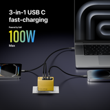 3 in 1 Multiport Wall Charger, 100W USB C Wall Charger, USB Fast Wall Charger Block, USB Charger Mul - HE1003US