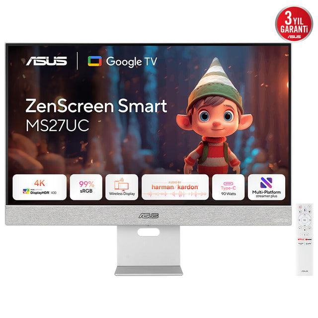ASUS ZenScreen Smart Monitor MS27UC computer monitor 68.6 cm (27") 3840 x 2160 pixels 4K Ultra HD LCD Grey - MS27UC ASUS