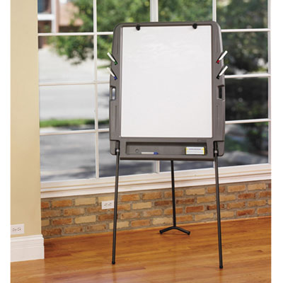 Ingenuity Portable Flipchart Easel with Dry Erase Surface, 35" x 30", White Surface, Charcoal Gray Polyethylene Frame - 30227