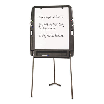 Ingenuity Portable Flipchart Easel with Dry Erase Surface, 35" x 30", White Surface, Charcoal Gray Polyethylene Frame - 30227