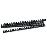 Plastic Comb Bindings for 11 x 8.5 Documents, 19 Rings, 0.5" (90-Sheet) Capacity, Black, 100/Pack - 52326