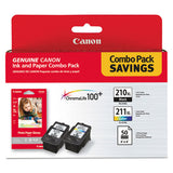 CANON  (PGI-210XL/CL-211XL) ChromaLife100+ High-Yield Ink/Paper Combo, Black/Tri-Color - 2973B004
