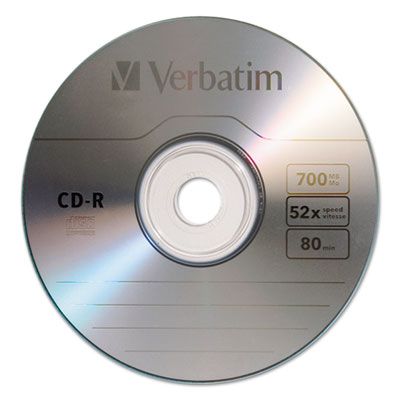 CD-R Recordable Disc, 700 MB/80 min, 52x, Spindle, Silver, 100/Pack - 94554