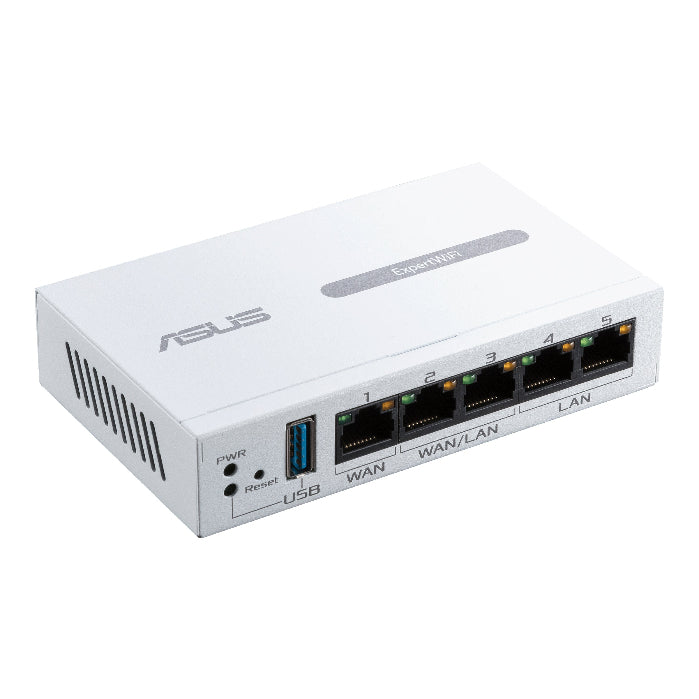 Asus router with multiple Ethernet ports on a white background