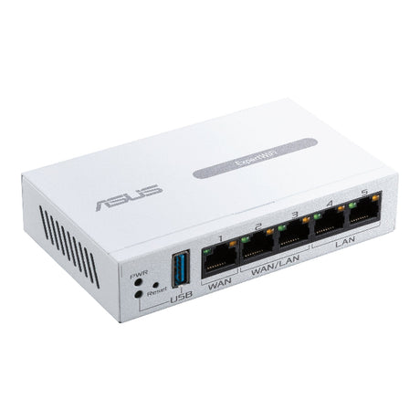 Asus router with multiple Ethernet ports on a white background