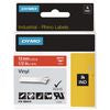 Rhino Permanent Vinyl Industrial Label Tape, 0.5" x 18 ft, Red/White Print - 1805416