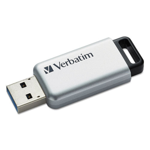VERBATIM Store 'n' Go Secure Pro USB Flash Drive with AES 256 Encryption, 64 GB, Silver - 98666