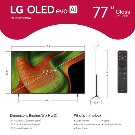 LG OLED AI OLED77B5PUA 195.6 cm (77") 4K Ultra HD Smart TV Wi-Fi Black - OLED77B5PUA.AUS LG