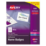 AVERY Flexible Adhesive Name Badge Labels, 3.38 x 2.33, White, 400/Box - 5395