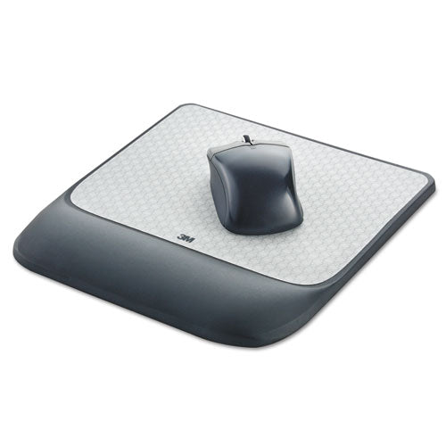 3M Mouse Pad with Precise Mousing Surface and Gel Wrist Rest, 8.5 x 9, Gray/Black - MW85B