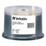 VERBATIM CD-R Archival Grade Recordable Disc, 700 MB/80 min, 52x, Spindle, Gold, 50/Pack - 96159