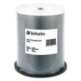 VERBATIM CD-R Printable Recordable Disc, 700 MB/80 Minute, 52x, Spindle, White, 100/Pack - 95251