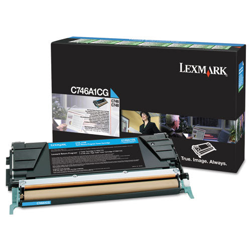 LEXMARK  Return Program Toner, 7,000 Page-Yield, Cyan - C746A1CG