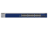 NETGEAR XS724EM Managed L2 10G Ethernet (100/1000/10000) 1U Grey, Blue - XS724EM-200NAS