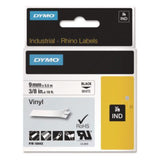 Rhino Permanent Vinyl Industrial Label Tape, 0.37" x 18 ft, White/Black Print - 18443