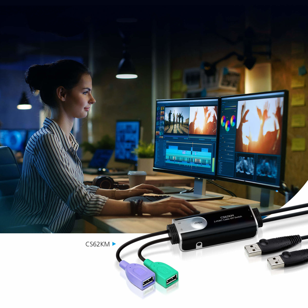 ATEN CS62KM KVM cable Black 1.8 m - CS62KM