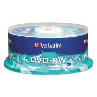 DVD-RW Rewritable Disc, 4.7 GB, 4x, Spindle, Silver, 30/Pack - 95179