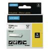 Rhino Permanent Vinyl Industrial Label Tape, 0.5" x 18 ft, White/Black Print - 18444 DYMO