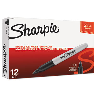 Super Permanent Marker, Fine Bullet Tip, Black, Dozen - 33001