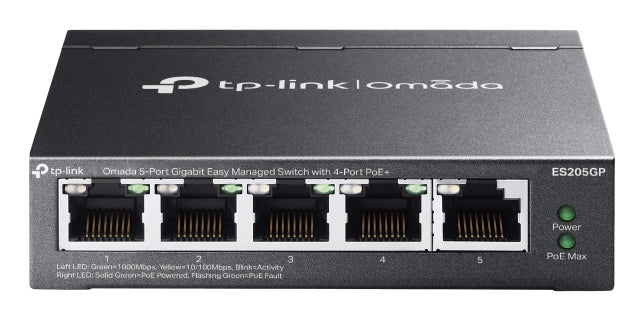 TP-Link Omada 5-Port Gigabit Easy Managed Switch with 4-Port PoE+ - ES205GP