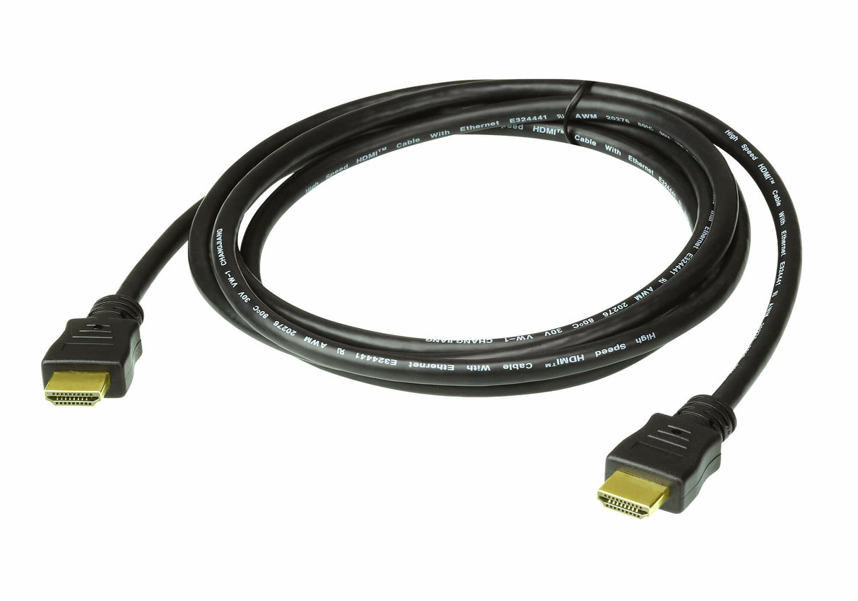 ATEN High Speed HDMI Cable with Ethernet True 4K ( 4096X2160 @ 60Hz); 2 m HDMI Cable with Ethernet - 2L7D02H-1