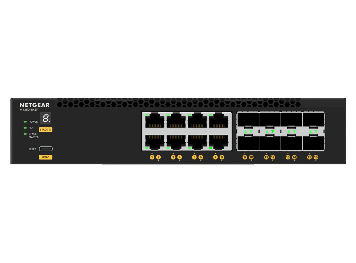 NETGEAR M4350-8X8F Managed L3 10G Ethernet (100/1000/10000) 1U Black - XSM4316-100NES - eCommerce Business Prime