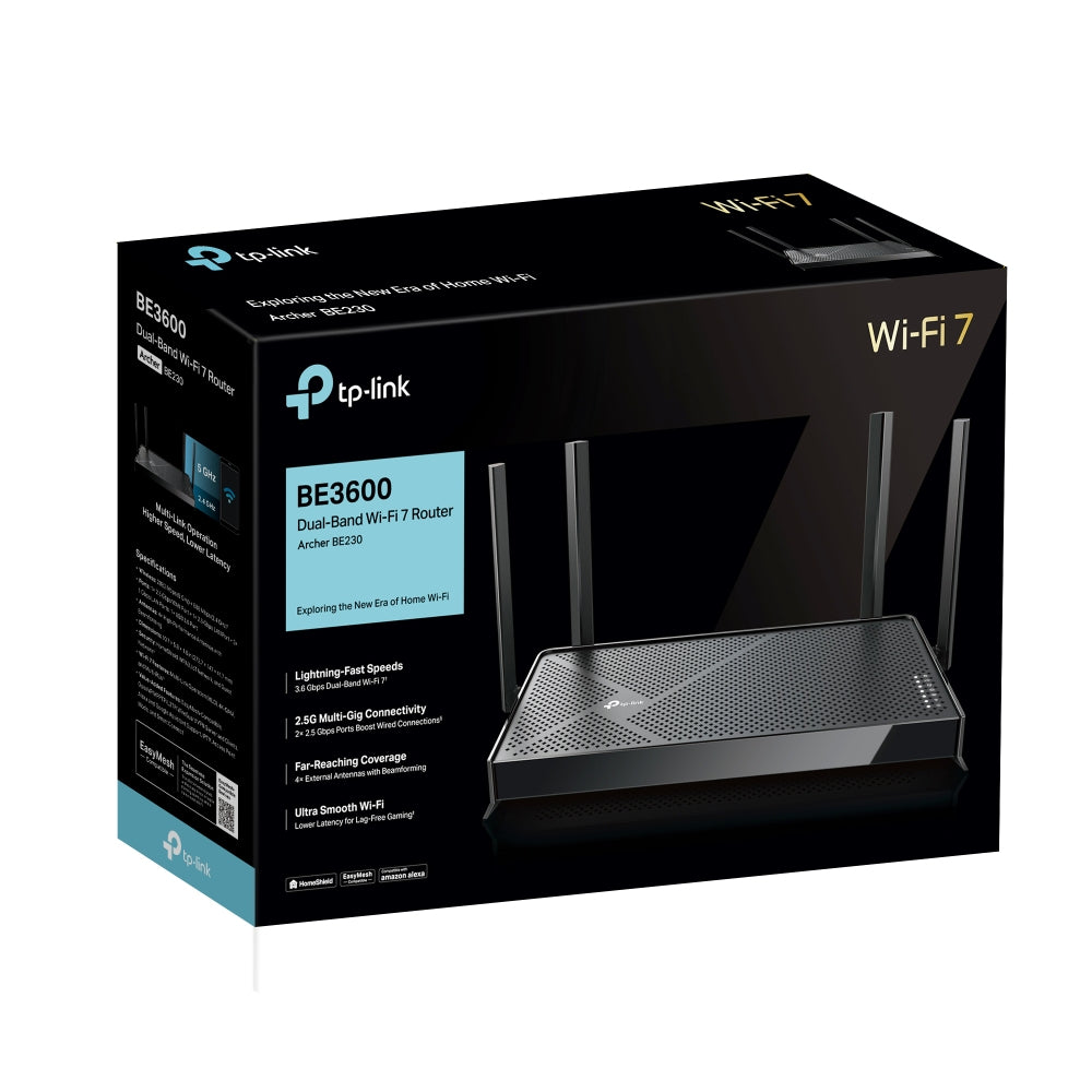 TP-Link Archer BE230 wireless router 2.5 Gigabit Ethernet Dual-band (2.4 GHz / 5 GHz) Black - ARCHER BE230