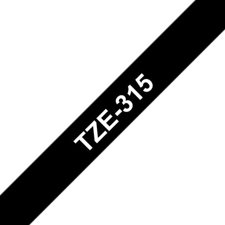 Brother 6mm (1/4") White on Black Laminated Tape (8m/26.2') (1/Pkg) - TZE315-OBSOLETE BROTHER