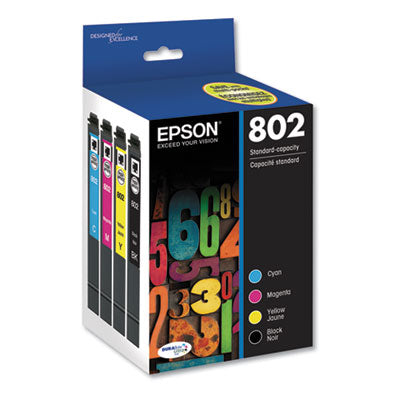 T802120-BCS (802) DURABrite Ultra Ink, 650/900 Page-Yield, Black/Cyan/Magenta/Yellow - T802120-BCS