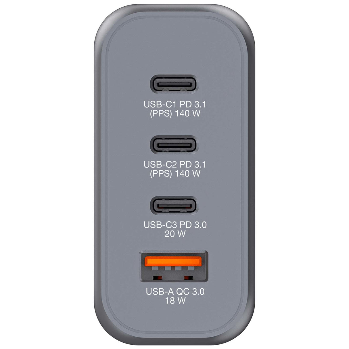 Verbatim GNC-140 GaN Charger 140W with 2 x USB-C PD 140W / 1 x USB-C PD 20W / 1 x USB-A QC 3.0 (EU/UK/US) - 32203
