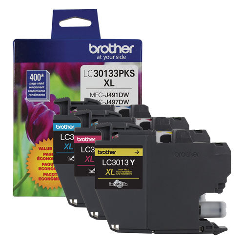 BROTHER  High-Yield Ink, 400 Page-Yield, Cyan/Magenta/Yellow - LC30133PKS