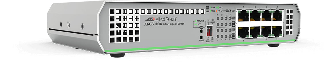 Allied Telesis GS910/8 Unmanaged Gigabit Ethernet (10/100/1000) Grey - AT-GS910/8-10