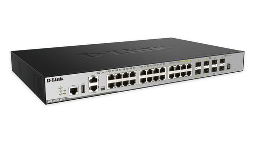 D-Link 24-Port L3 Stackable Managed Gigabit Switch including 4 x 1000BaseT/SFP & 4 x 10GE SFP+ - DGS-3630-28TC/SI