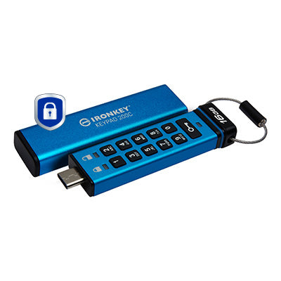 Kingston Technology IronKey 16GB USB-C Keypad 200C, FIPS 140-3 Lvl 3 AES-256 - IKKP200C/16GB