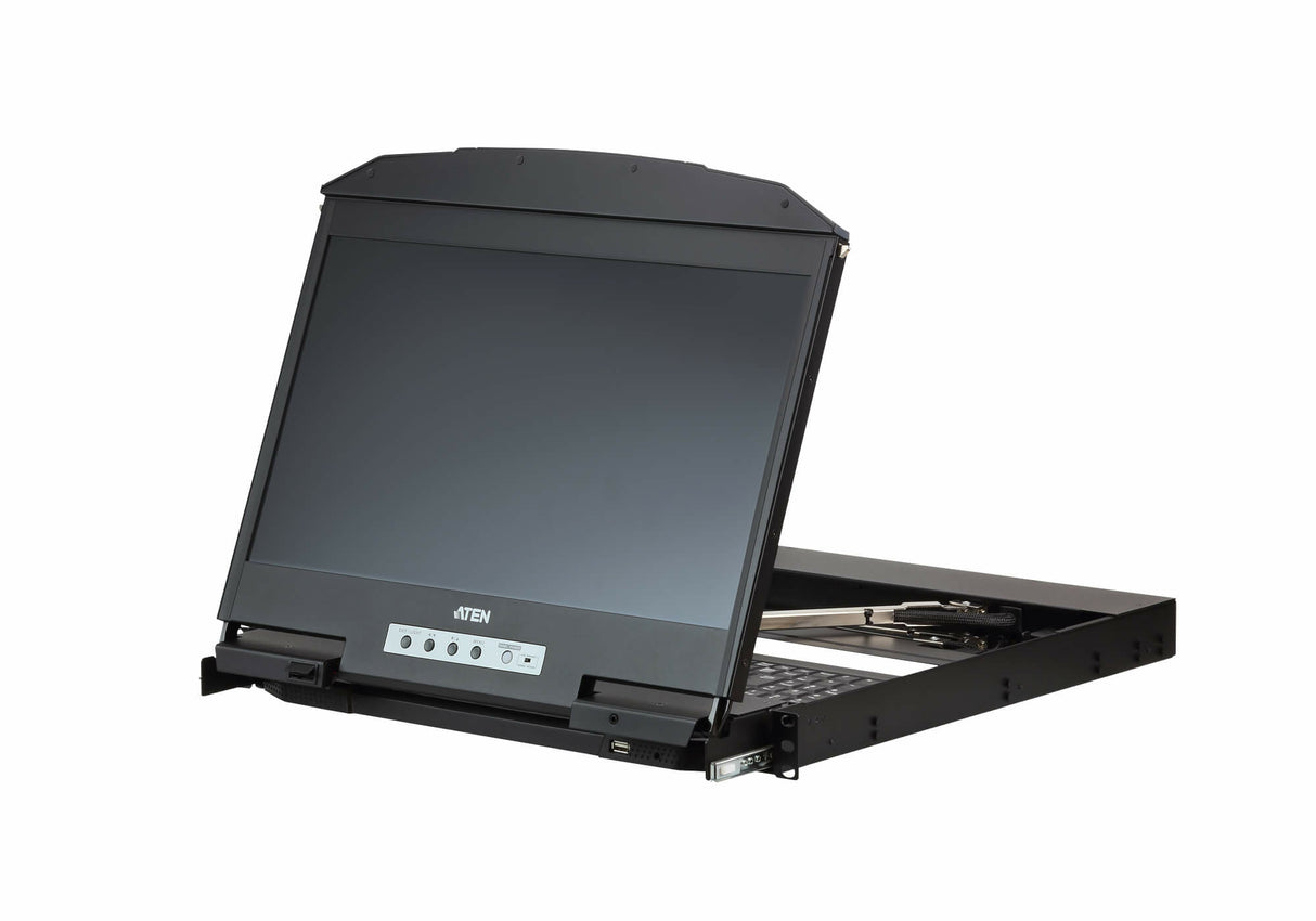 ATEN CL3800NW rack console 47 cm (18.5") 1920 x 1080 pixels Metal, Plastic Black 1U - CL3800NW ATEN