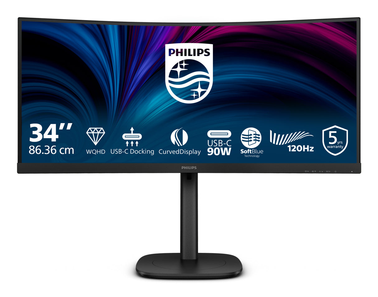 Philips 3000 series 34B2U3600C/27 computer monitor 86.4 cm (34") 3440 x 1440 pixels Wide Quad HD LCD Black - 34B2U3600C