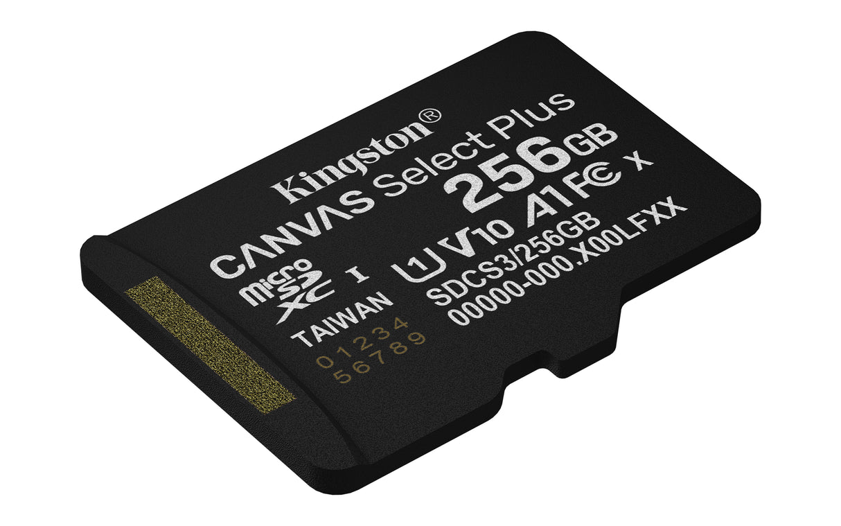 Kingston Technology 256GB micSDXC Canvas Select Plus Gen3 150R A1 Single Pack w/o ADP - SDCS3/256GBSP