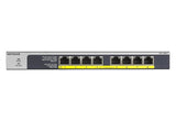 NETGEAR 8-PORT GIGABIT ETHERNET POE+ UNMANAGED SWITCH WITH 60W POE BUDGET (GS108 Gigabit Ethernet (10/100/1000) Power over Ethernet (PoE) 1U Black, Grey - GS108LP-100NAS