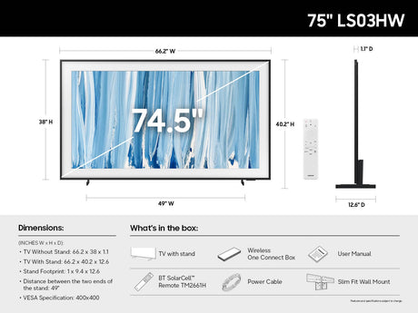 Samsung Neo QN75LS03HWFXZA TV 190.5 cm (75") Smart TV Wi-Fi Black - QN75LS03HWFXZA SAMSUNG
