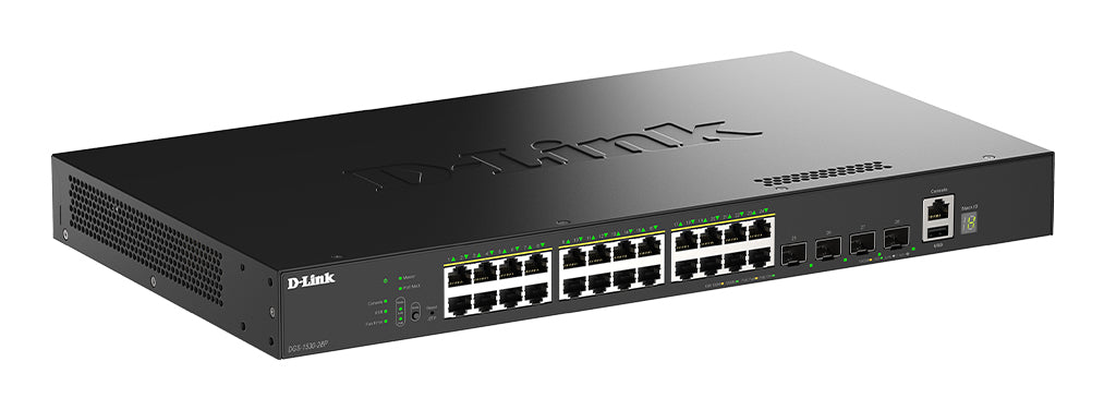 D-Link 28-Port Gigabit Stackable PoE+ Smart Managed Switch with 4 x 10G SFP+ Ports - DGS-1530-28P