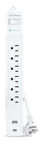 CyberPower 6 Outlet Surge Strip With USB - CSP604UCW CYBERPOWER