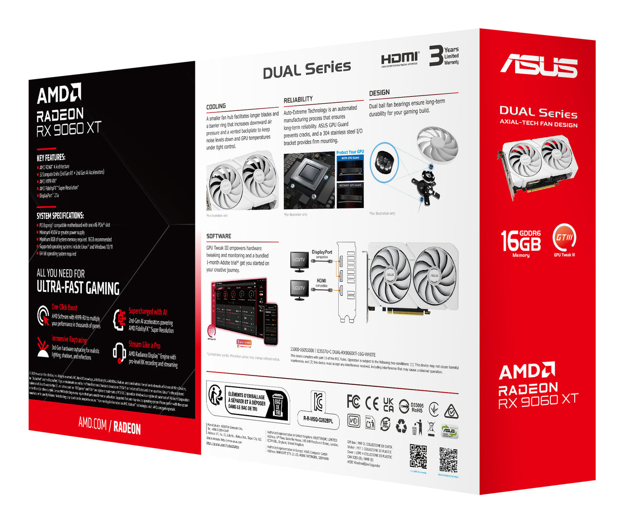 ASUS Dual -RX9060XT-16G-WHITE AMD Radeon RX 9060 XT 16 GB GDDR6 - DUAL-RX9060XT-16G-WHITE